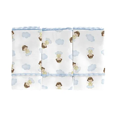 Kit Pano De Boca Anjo Da Guarda Estampado - 3 Peças Kit Pano De Boca Anjo Da Guarda Estampado - 3 Peças