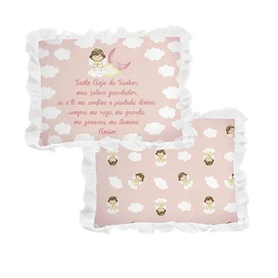 Travesseiro Anjo Da Guarda Estampado Com Babado Travesseiro Anjo Da Guarda Estampado Com Babado