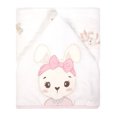 Toalha Com Capuz Baby Joy Soft Mais Bordado Coelhinha