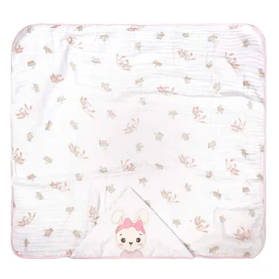 Toalha Com Capuz Baby Joy Soft Mais Bordado Coelhinha