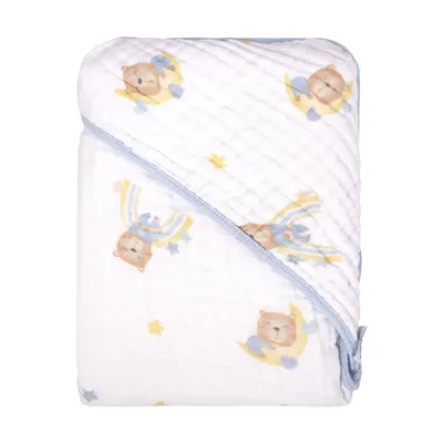 Toalha Com Capuz Baby Joy Soft Mais Estampada Urso Soninho