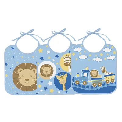 Kit Babador Bercinho Felpudo Estampa Safari - 3 Peças Kit Babador Bercinho Felpudo Estampa Safari - 3 Peças