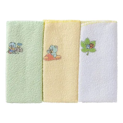 Kit Toalha De Boca Parapipi 03 Peças Cores E Estampas Sortidas