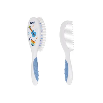 Conjunto Para Cabelo Kuka Soft Pente E Escova Azul Conjunto Para Cabelo Kuka Soft Pente E Escova Azul