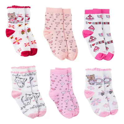 Kit Meia Menina 06 Pares Estampados Sortidos 11272 Kit Meia Menina 06 Pares Estampados Sortidos 11272