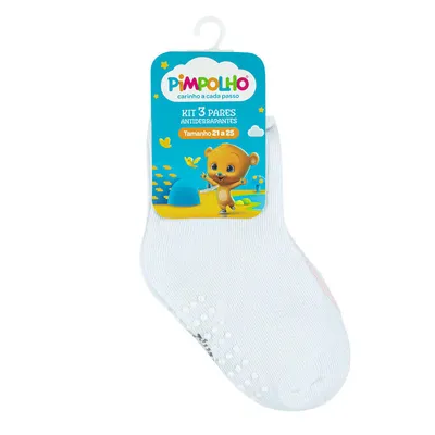 Kit Meia Infantil Pimpolho Menina Lisa 03 Unidades 21/25 Kit Meia Infantil Pimpolho Menina Lisa 03 Unidades 21/25
