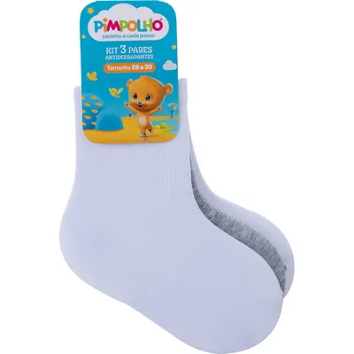 Kit Meia Infantil Pimpolho Lisa Unissex 03 Unidades 26/30 Kit Meia Infantil Pimpolho Lisa Unissex 03 Unidades 26/30