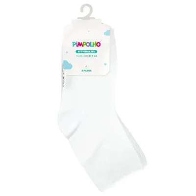 Kit Meia Infantil Pimpolho Lisa Unissex 03 Unidades