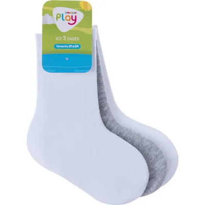 Kit Meia Infantil Pimpolho Lisa 03 Unidades