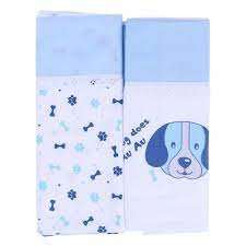 Manta Cueiro Minasrey Carinhas Cachorrinho Azul 02 Peças