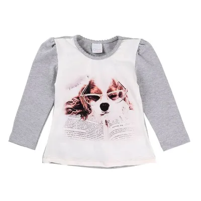 Blusa Infantil Color Mini Manga Longa Estampada Com Strass