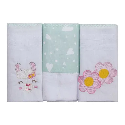 Kit Fralda de Pano Incomfral Bublim Encanto Lhama - 03 Peças