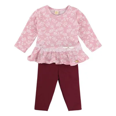 Conjunto Blusa Floral Com Tule + Calça Legging Menina 20803