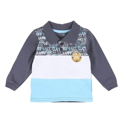 Camiseta Manga Longa Tricolor Com Gola Polo Menino 20439