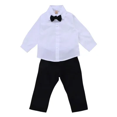 Conjunto Bebê Din Don Com Camisa Longa E Calça De Sarja Menino