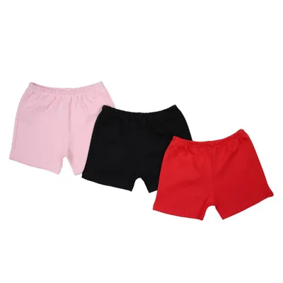 Kit Shorts Infantil Mub Básico Liso - 03 Peças