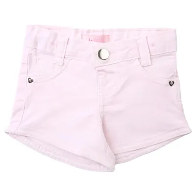 Shorts Sarja Infantil Color Mini Detalhe De Coração Shorts Sarja Infantil Color Mini Detalhe De Coração