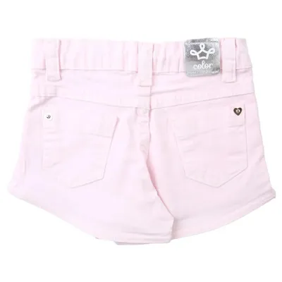 Shorts Sarja Infantil Color Mini Detalhe De Coração Shorts Sarja Infantil Color Mini Detalhe De Coração