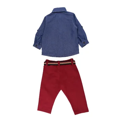 Conjunto Bebê Din Don Camisa Jeans + Calça Sarja