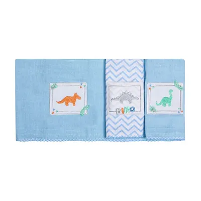 Kit Pano De Boca Papi Bordados Karinho Cores Dino - 03 Peças Kit Pano De Boca Papi Bordados Karinho Cores Dino - 03 Peças