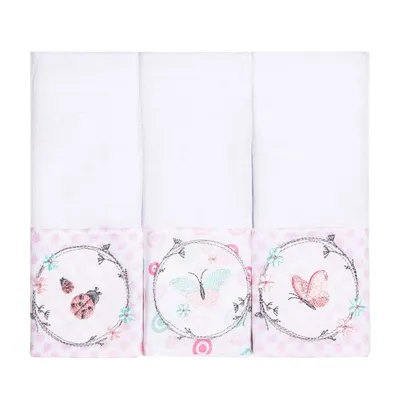 Kit Pano De Boca Papi Bordados Karinho Faixa Borboleta - 03 Peças