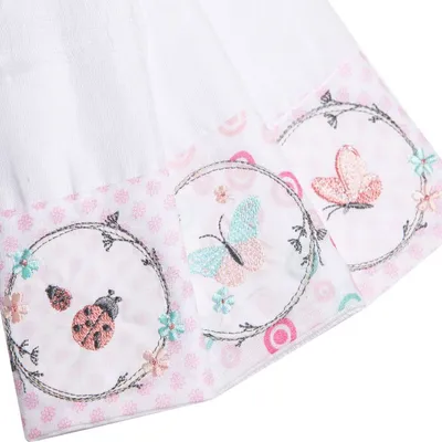 Kit Pano De Boca Papi Bordados Karinho Faixa Borboleta - 03 Peças