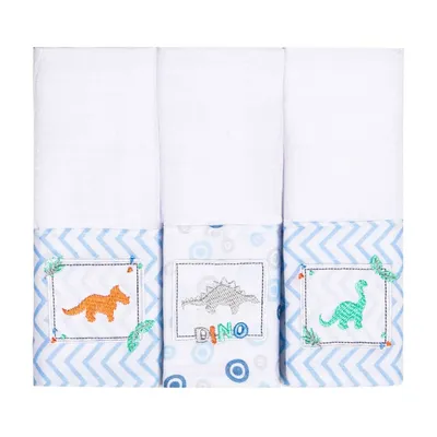 Kit Pano De Boca Papi Bordados Karinho Faixa Dino - 03 Peças Kit Pano De Boca Papi Bordados Karinho Faixa Dino - 03 Peças