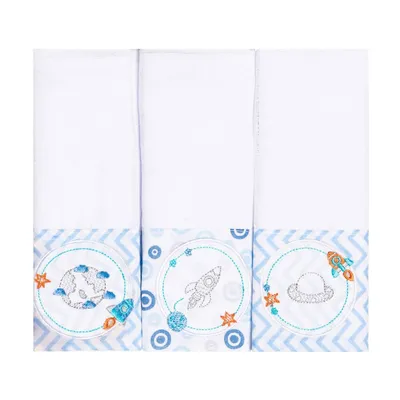 Kit Pano De Boca Papi Bordados Karinho Faixa Planetas - 03 Peças