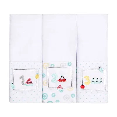 Kit Pano De Boca Papi Bordados Karinho Faixa Frutas - 03 Peças Kit Pano De Boca Papi Bordados Karinho Faixa Frutas - 03 Peças