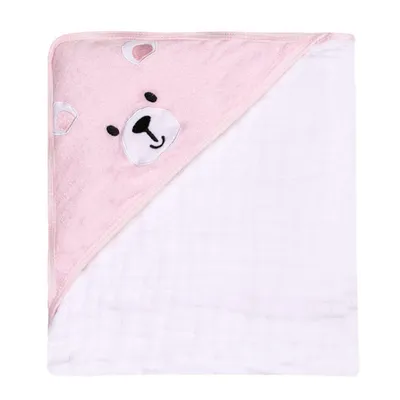Toalha Soft Capuz De Canto Papi Bordados Karinho Bordado Urso