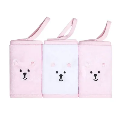 Kit Pano De Boca Papi Bordados Com Prendedor Urso - 03 Peças