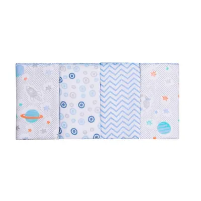 Kit Pano De Boca Estampado Papi Bordados Planetas - 04 Peças