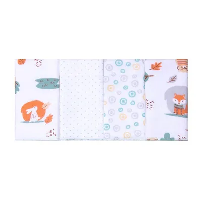 Kit Pano De Boca Estampado Papi Bordados Bosque - 04 Peças