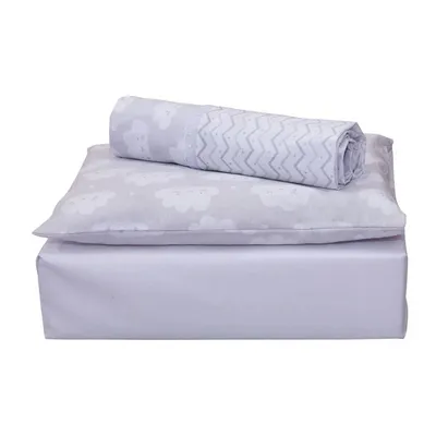 Jogo Lençol Para Berço Americano Bublim Pop Nuvem - 03 Peças Jogo Lençol Para Berço Americano Bublim Pop Nuvem - 03 Peças