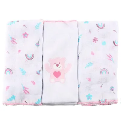 Kit Fralda de Pano Luxo Incomfral Bublim Com Puff - 03 Peças