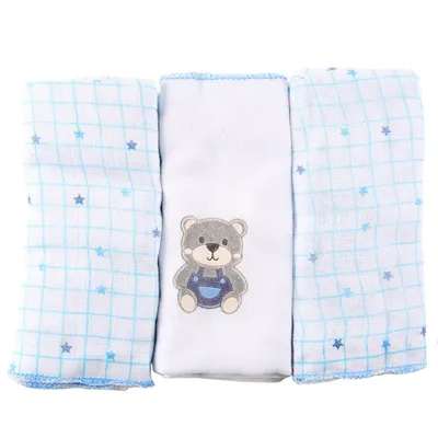 Kit Fralda de Pano Luxo Incomfral Bublim Com Puff - 03 Peças