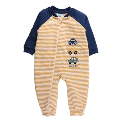 Macacão Longo Bebê Din Don Jardineira Com Bordado Carro