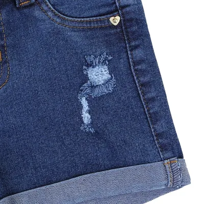 Short Jeans Infantil Color Girl Rasgos E Barra Virada Short Jeans Infantil Color Girl Rasgos E Barra Virada