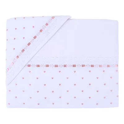 Jogo Lençol Berço Americano Alexandra Coração - 3 Peças Jogo Lençol Berço Americano Alexandra Coração - 3 Peças