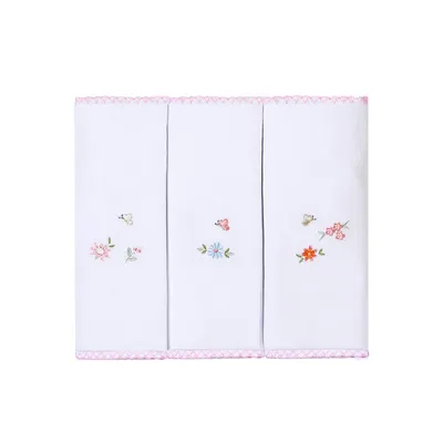 Kit Pano De Boca Bordados Papi Florzinha - 3 Peças Kit Pano De Boca Bordados Papi Florzinha - 3 Peças