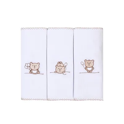 Kit Pano De Boca Bordados Papi Ted Balão - 3 Peças Kit Pano De Boca Bordados Papi Ted Balão - 3 Peças