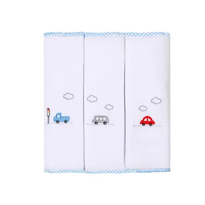 Kit Fralda Bordados Papi Carros Coloridos - 3 Peças