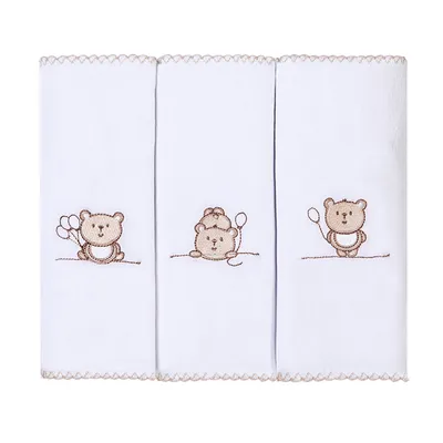 Kit Fralda Bordados Papi Ted Balão - 3 Peças