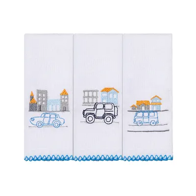 Kit Pano De Boca Bordados Papi Cidade - 3 Peças