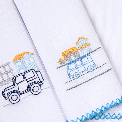 Kit Pano De Boca Bordados Papi Cidade - 3 Peças