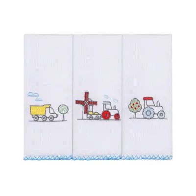 Kit Pano De Boca Bordados Papi Trator - 3 Peças
