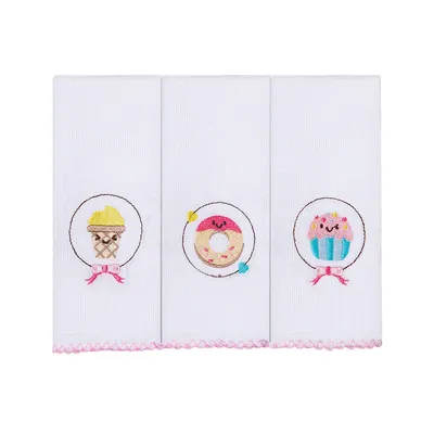 Kit Pano De Boca Bordados Papi Docinhos - 3 Peças
