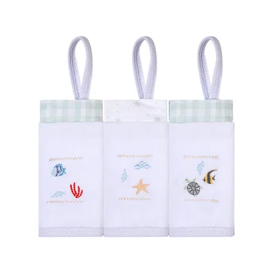 Kit Pano De Boca Bordados Papi Prendedor Mar - 3 Peças Kit Pano De Boca Bordados Papi Prendedor Mar - 3 Peças