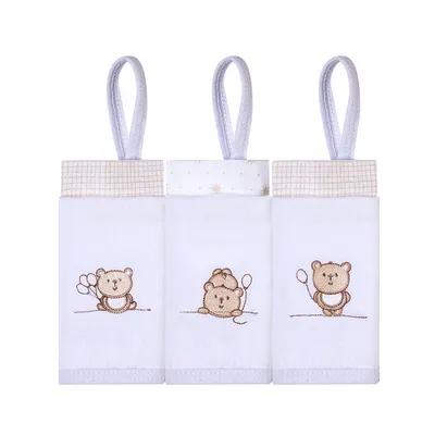 Kit Pano De Boca Bordados Papi Prendedor Ted Balão - 3 Peças Kit Pano De Boca Bordados Papi Prendedor Ted Balão - 3 Peças