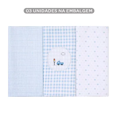 Kit Cueiro Bordados Papi Flanelado Carro - 3 Peças